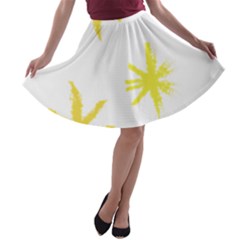 Line Painting Yellow Star A-line Skater Skirt by Mariart