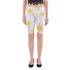 Line Painting Yellow Star Yoga Cropped Leggings by Mariart