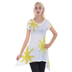 Line Painting Yellow Star Short Sleeve Side Drop Tunic by Mariart