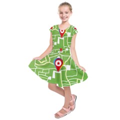 Map Street Star Location Kids  Short Sleeve Dress by Mariart