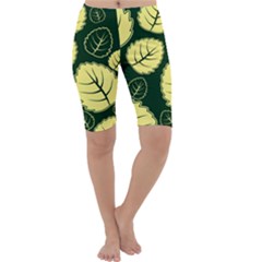 Leaf Green Yellow Cropped Leggings  by Mariart