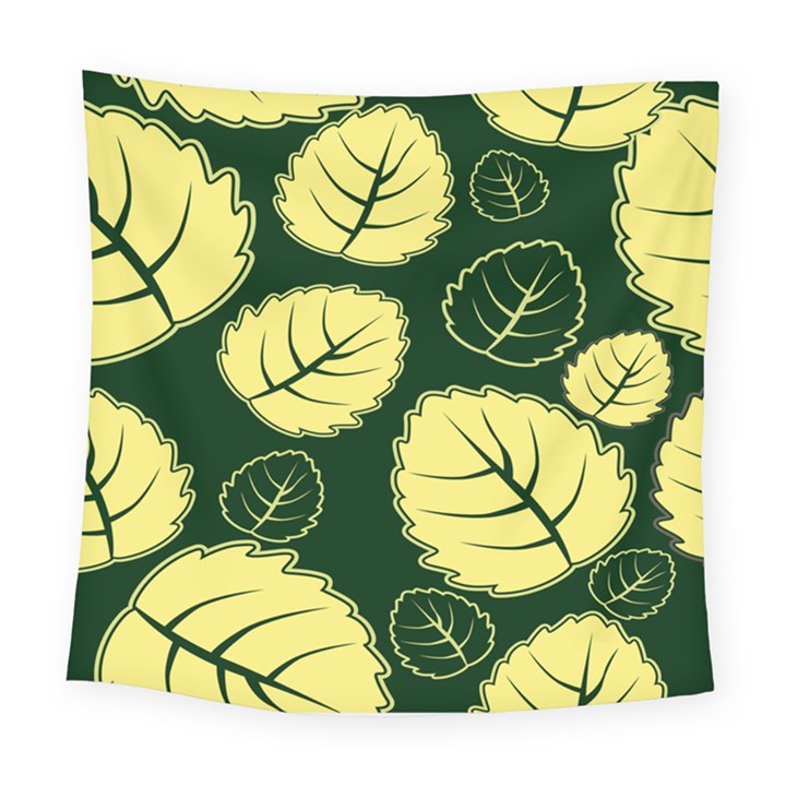 Leaf Green Yellow Square Tapestry (Large)