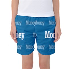 Money White Blue Color Women s Basketball Shorts by Mariart