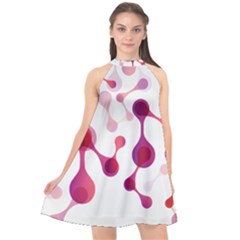 Molecular New Pink Purple Halter Neckline Chiffon Dress  by Mariart