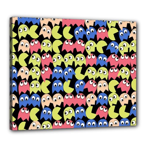 Pacman Seamless Generated Monster Eat Hungry Eye Mask Face Color Rainbow Canvas 24  X 20  by Mariart