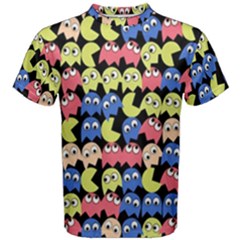 Pacman Seamless Generated Monster Eat Hungry Eye Mask Face Color Rainbow Men s Cotton Tee by Mariart