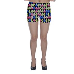 Pacman Seamless Generated Monster Eat Hungry Eye Mask Face Color Rainbow Skinny Shorts by Mariart