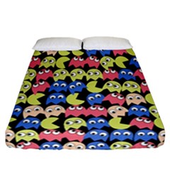 Pacman Seamless Generated Monster Eat Hungry Eye Mask Face Color Rainbow Fitted Sheet (california King Size) by Mariart