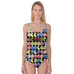 Pacman Seamless Generated Monster Eat Hungry Eye Mask Face Color Rainbow Camisole Leotard  by Mariart