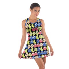 Pacman Seamless Generated Monster Eat Hungry Eye Mask Face Color Rainbow Cotton Racerback Dress by Mariart