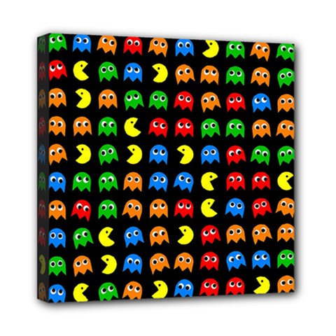 Pacman Seamless Generated Monster Eat Hungry Eye Mask Face Rainbow Color Mini Canvas 8  X 8  by Mariart