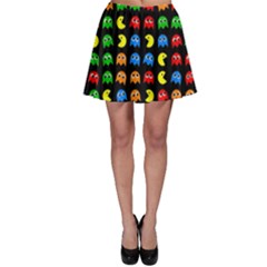 Pacman Seamless Generated Monster Eat Hungry Eye Mask Face Rainbow Color Skater Skirt by Mariart