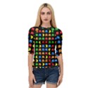 Pacman Seamless Generated Monster Eat Hungry Eye Mask Face Rainbow Color Quarter Sleeve Tee View1