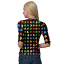 Pacman Seamless Generated Monster Eat Hungry Eye Mask Face Rainbow Color Quarter Sleeve Tee View2