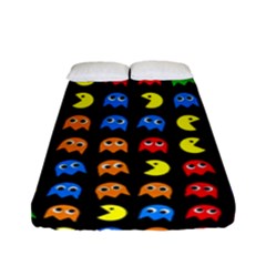 Pacman Seamless Generated Monster Eat Hungry Eye Mask Face Rainbow Color Fitted Sheet (full/ Double Size) by Mariart