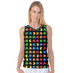 Pacman Seamless Generated Monster Eat Hungry Eye Mask Face Rainbow Color Women s Basketball Tank Top by Mariart