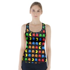 Pacman Seamless Generated Monster Eat Hungry Eye Mask Face Rainbow Color Racer Back Sports Top by Mariart