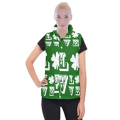 Parks And Tally Love Printable Green Women s Button Up Puffer Vest by Mariart