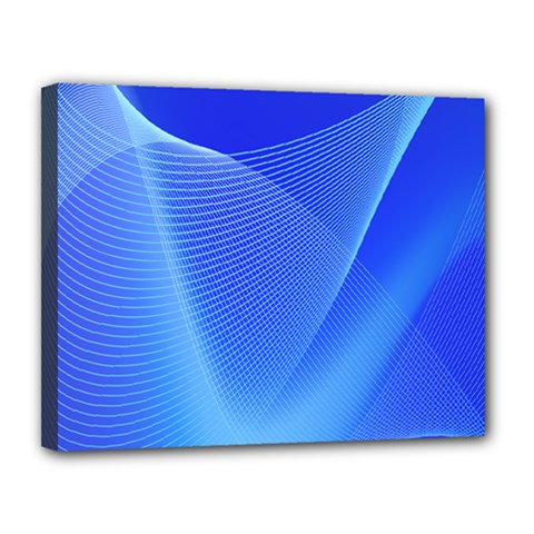 Line Net Light Blue White Chevron Wave Waves Canvas 14  X 11  by Mariart