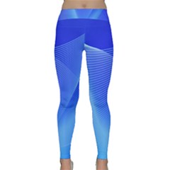 Line Net Light Blue White Chevron Wave Waves Classic Yoga Leggings by Mariart