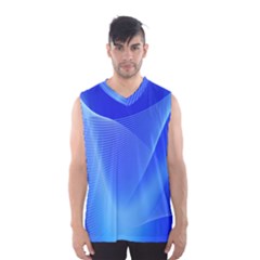 Line Net Light Blue White Chevron Wave Waves Men s Basketball Tank Top