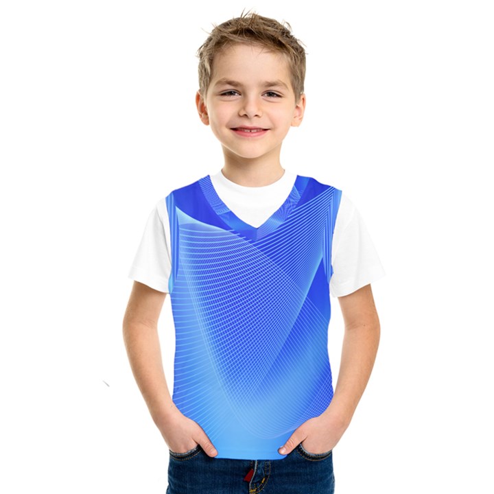 Line Net Light Blue White Chevron Wave Waves Kids  SportsWear