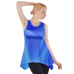 Line Net Light Blue White Chevron Wave Waves Side Drop Tank Tunic by Mariart