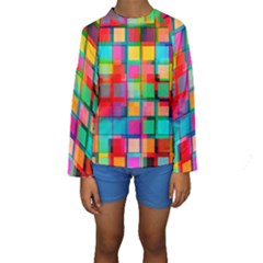 Plaid Line Color Rainbow Red Orange Blue Chevron Kids  Long Sleeve Swimwear by Mariart