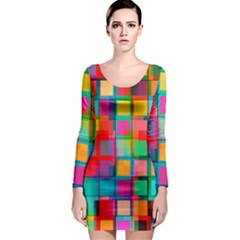 Plaid Line Color Rainbow Red Orange Blue Chevron Long Sleeve Bodycon Dress by Mariart