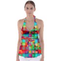 Plaid Line Color Rainbow Red Orange Blue Chevron Babydoll Tankini Top View1