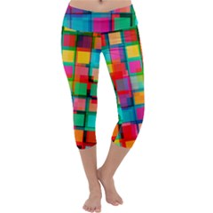 Plaid Line Color Rainbow Red Orange Blue Chevron Capri Yoga Leggings by Mariart