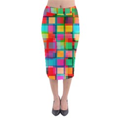 Plaid Line Color Rainbow Red Orange Blue Chevron Midi Pencil Skirt by Mariart