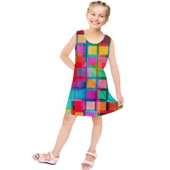 Plaid Line Color Rainbow Red Orange Blue Chevron Kids  Tunic Dress by Mariart