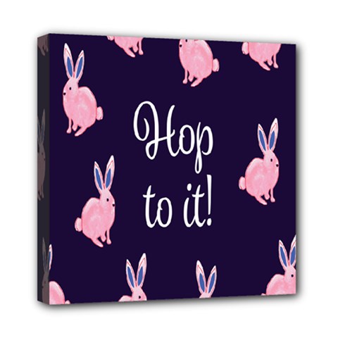 Rabbit Bunny Pink Purple Easter Animals Mini Canvas 8  X 8  by Mariart