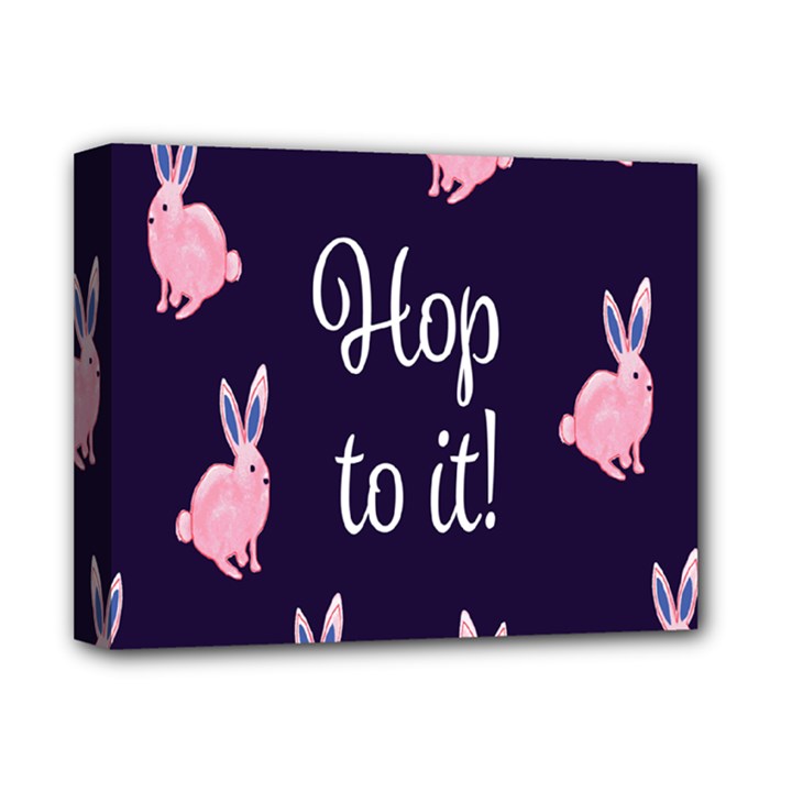 Rabbit Bunny Pink Purple Easter Animals Deluxe Canvas 14  x 11 