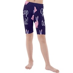 Rabbit Bunny Pink Purple Easter Animals Kids  Mid Length Swim Shorts by Mariart