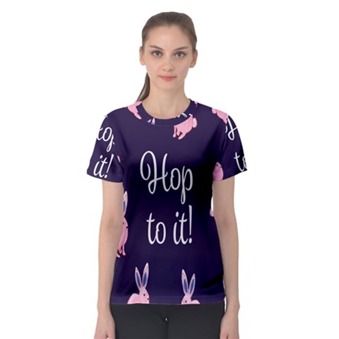 Rabbit Bunny Pink Purple Easter Animals Women s Sport Mesh Tee by Mariart