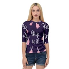 Rabbit Bunny Pink Purple Easter Animals Quarter Sleeve Tee