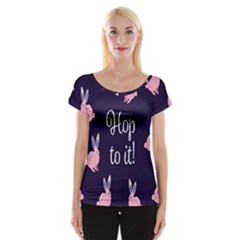 Rabbit Bunny Pink Purple Easter Animals Women s Cap Sleeve Top by Mariart