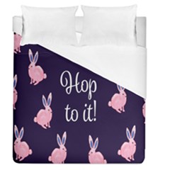 Rabbit Bunny Pink Purple Easter Animals Duvet Cover (queen Size) by Mariart