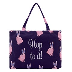 Rabbit Bunny Pink Purple Easter Animals Medium Tote Bag by Mariart