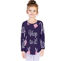 Rabbit Bunny Pink Purple Easter Animals Kids  Long Sleeve Tee View1