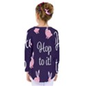 Rabbit Bunny Pink Purple Easter Animals Kids  Long Sleeve Tee View2