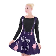 Rabbit Bunny Pink Purple Easter Animals Suspender Skater Skirt by Mariart