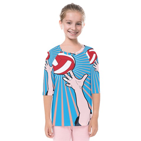 Volly Ball Sport Game Player Kids  Quarter Sleeve Raglan Tee by Mariart