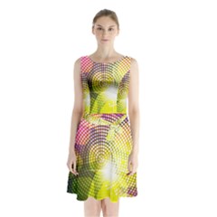 Plaid Star Light Color Rainbow Yellow Purple Pink Gold Blue Sleeveless Waist Tie Chiffon Dress by Mariart