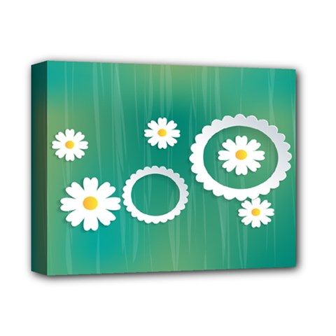 Sunflower Sakura Flower Floral Circle Green Deluxe Canvas 14  X 11  by Mariart