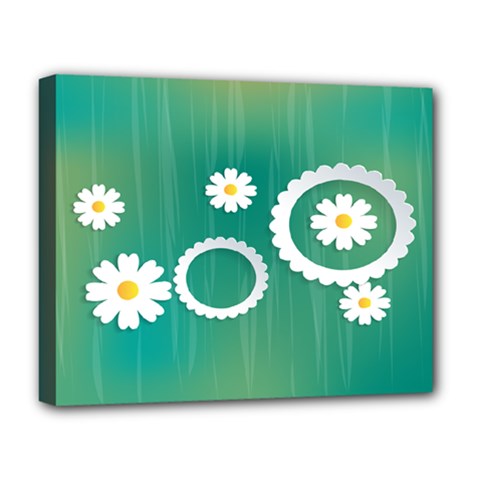 Sunflower Sakura Flower Floral Circle Green Deluxe Canvas 20  X 16   by Mariart