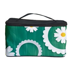 Sunflower Sakura Flower Floral Circle Green Cosmetic Storage Case by Mariart