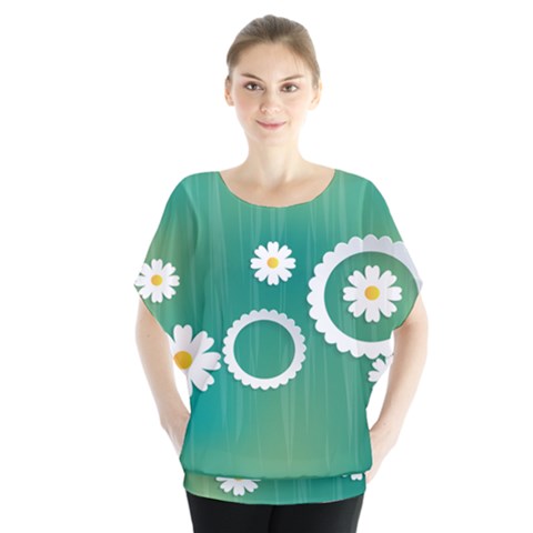 Sunflower Sakura Flower Floral Circle Green Blouse by Mariart